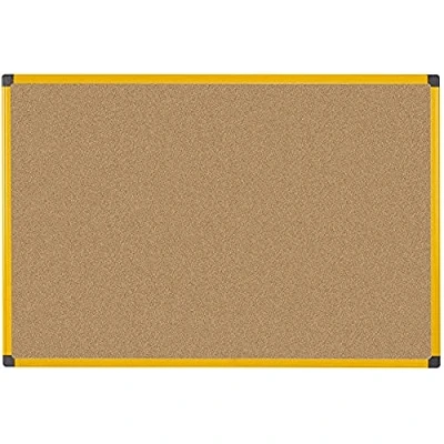 Abbildung von Bi Office Korktafel Pinnwand Ultrabrite, 120 x 90 cm mit gelber Alurahmen