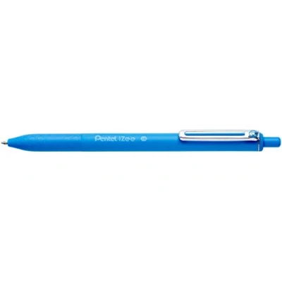 Abbildung von Pentel BX470 S Kugelschreiber IZee, Druckmechanik, Metallclip, 0, 5 mm Strichstärke, 12 Stück, Hellblau