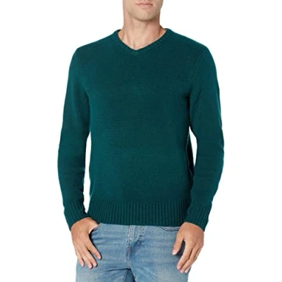 Abbildung von Amazon Essentials Herren Soft Touch Pullover mit Langen Ärmeln und V Ausschnitt, Tannengrün, XL