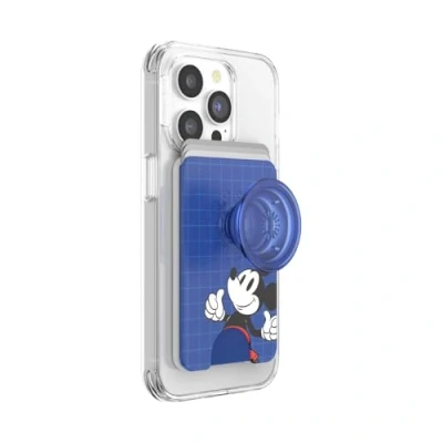 Abbildung von PopSockets Phone Wallet mit erweiterbarem Griff und Adapterring für MagSafe, Telefonkartenhalter, drahtlos aufladbar, kompatibel Disney Breakfast Buddies Mod Mickey