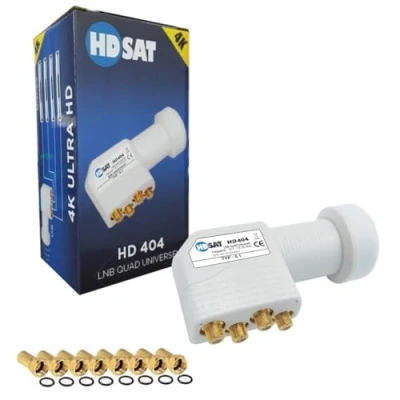 Abbildung von HDSAT HD404 LNB Quad Full HD 4K Parabolkopf 4 Ausgänge 0,1dB + 8 F Stecker