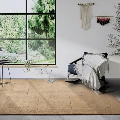 Abbildung von Villeroy &amp; Boch Wollteppich &quot;Charlotte&quot;, rechteckig, Handgewebt, Wolle, Natur, Wohnzimmer, Geometrie, Boho, Design