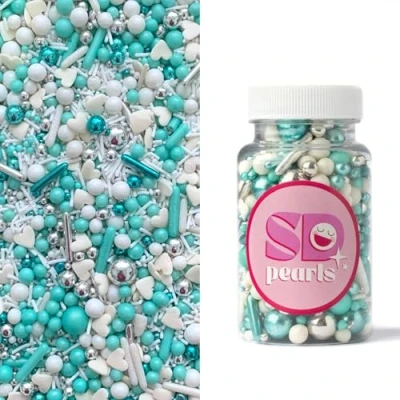 Abbildung von SD Pearls Zuckerstreusel, Bunter Streuselmix, Streusel Valentinstag, Hochzeit, Herzen, Streudekor für Torten, Kuchen, Muffins und Desserts. (Mix „Cote d’Azure, 100g)