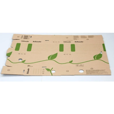 Abbildung von Esselte Eco Archiv Schachtel, 80 mm Rückenbreite, Aktenkarton A4, 100 % recycelte Wellpappe, recycelbar, Archivboxen mit geometrischem Design, Serie, 25 Stück, Naturbraun, 623916