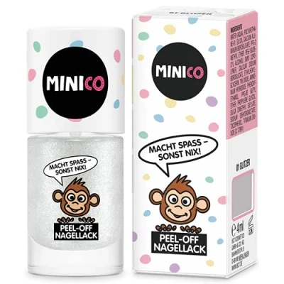 Abbildung von MINICO Premium Kinder Nagellack Glitzer, abziehbar, dermatologisch getestet, kindgerecht, nachhaltig, vegan, wasserbasis, peel off entfernbar