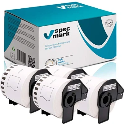 Abbildung von specmark 4 Rollen Endlosetiketten kompatibel mit Brother DK 22205 62mm x 30,48m Etiketten für allen QL Etikettendruckern 570 700 800