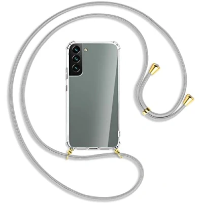 Abbildung von mtb more energy® Handykette kompatibel mit Samsung Galaxy S22 Plus 5G (SM S906, 6.6&#039;&#039;) Silber Grau/Gold Smartphone Hülle zum Umhängen Anti Shock Full TPU Case