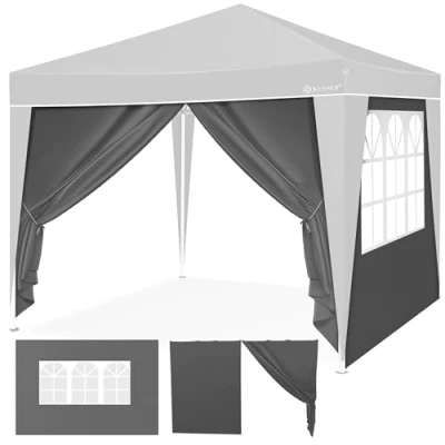Abbildung von KESSER® 2X Seitenwand für Pavillon 3x3m Faltpavillon Pop Up klappbar platzsparend verstaubar mit Reißverschluss Seitenfenster Transparent Wetterbeständig Seitenteile Anthrazit