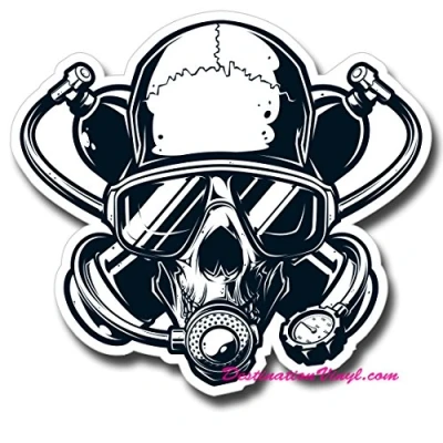 Abbildung von 2 x glänzende Vinyl Aufkleber Tauchen und Totenkopf, Twinset, cooler Laptop #0113 (wie abgebildet)