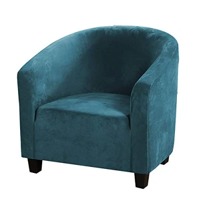 Abbildung von C/N Sesselbezug, dehnbar, aus Samt, Cabriolet Sessel, 1 Sitzer, Bezug für Tullsta Chesterfield, elastisch, tiefgrün