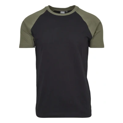 Abbildung von Urban Classics Raglan Contrast Tshirt print, Herren, Größe: Small, Black/mottled olive