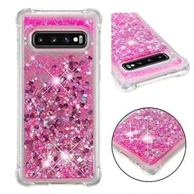 Abbildung von KBIKO zxl Kompatibel mit Samsung Galaxy S10 Glitzer Flüssig Hülle, Handyhüllen Flüssigkeit Farbverlauf Sternen Hochleistungsschutz Silikon Bumper Schutzhülle für S10.Pink YBL