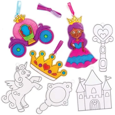 Abbildung von Baker Ross Prinzessin Fenster Deko Sonnenfänger Bastelset für Kinder (10 Stück) Kreativsets zum Basteln und Dekorieren zu Ostern