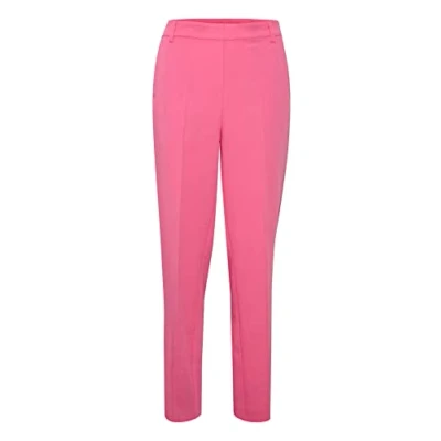 Abbildung von Kaffe Damen Women&#039;s Trousers Regular Fit High Waisted Suit Pants Elastic Waist Pockets Hose, Shocking Pink, 32