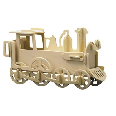 Abbildung von Pebaro 850/1 Holzbausatz Lokomotive, 3D Puzzle, Modellbausatz, Basteln mit Holz, Holzpuzzle, Bastelset, vorgestanzte Holzplatte, ausbrechen, zusammenstecken, fertig, Geschenkidee