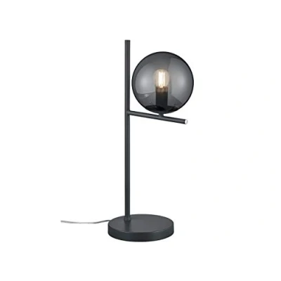 Abbildung von TRIO Leuchten LED Nachttischlampe, Dimmfunktion, wechselbar, Warmweiß, groß e dimmbar mit Rauchglas Glas kugel Lampenschirm, Höhe 52cm