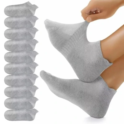 Abbildung von YouShow 10 Paar Sneaker Socken Herren Damen Sportsocken, Sneakersocken Laufsocken Atmungsaktiv Kurze Knöchelsocken aus Baumwolle Grau 47 50