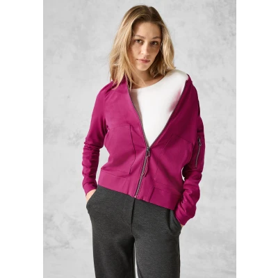 Abbildung von Cecil Struktur Kapuzen Sweatjacke, Damen, Größe: Large, Pink