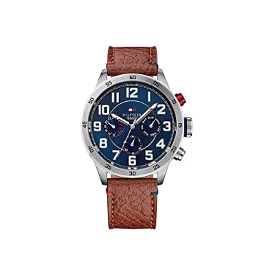 Abbildung von Tommy Hilfiger Multi Zifferblatt Quarz Uhr für Herren mit Braunes Lederarmband 1791066