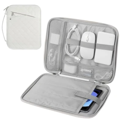 Abbildung von MoKo 9 11 Zoll Tablet Sleeve Tragetasche mit Griff, gepolsterte Schutztasche für New iPad Air/Pro 2024, 10th Gen 10.9, Air 5/4th 9/8th 10.2, Tab S9/S8 11, Weiß
