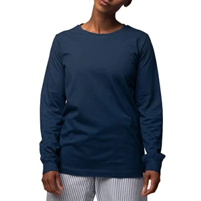 Abbildung von greenjama Damen Langarm Shirt mit Woll Anteil, GOTS Zertifiziert Pyjamaoberteil, Ultramarin, 38