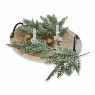 Abbildung von Loberon Deko Zweig 4er Set Millies, naturnahe Optik, verschneiter Look, Weihnachtsdekoration, Weihnachten, PVC, Eisendraht, grün