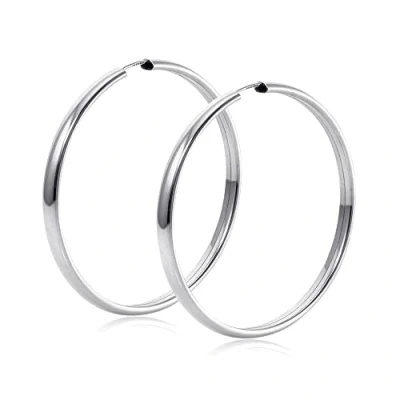 Abbildung von Materia Paar Creolen Damen Silber breit Ø48mm SO 466, 925 Sterling Silber, rhodiniert