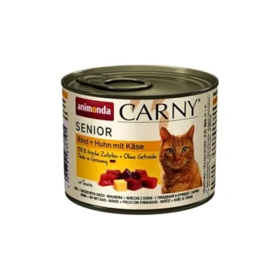 Abbildung von Carny Katzen Nassfutter Senior Rind + Huhn Käse (6 x 200g), Katzenfutter nass von animonda ohne Getreide und Zucker für ab 7 Jahren mitfrischen fleischigen Zutaten