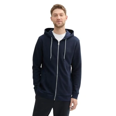 Abbildung von TOM Tailor Strukturierte MIT Kapuze Sweatjacke, Herren, Größe: Large, Sky captain blue