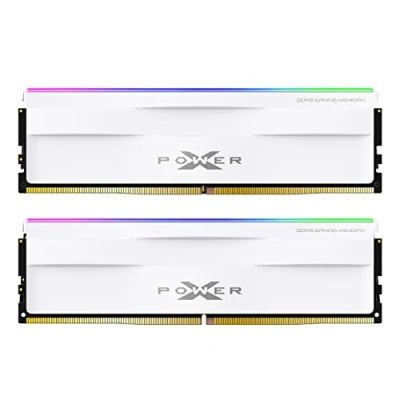 Abbildung von Silicon Power DDR5 32GB (2x16GB) RGB 6000MT/s (PC5 48000) 288 pin CL30 1.35V UDIMM Desktop Memory Module RAM SP032GXLWU60AFDH White