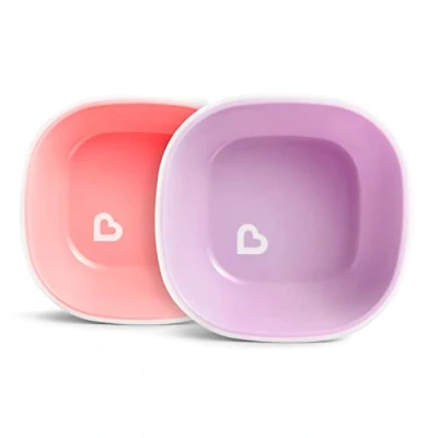 Abbildung von Munchkin Splash Kleinkind Schüsseln Beikost Baby und Kinder Beikostschüsseln Leicht zu reinigen, langlebig sicher 2er Pack Pink &amp; Lila