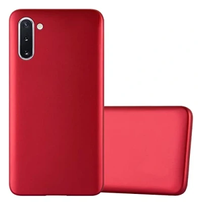Abbildung von Cadorabo Hülle kompatibel mit Samsung Galaxy Note 10 Schutzhülle TPU Silikon Case Metallic Design Slim Kratzfest Weiche Gummi Rundumschutz für in Rot