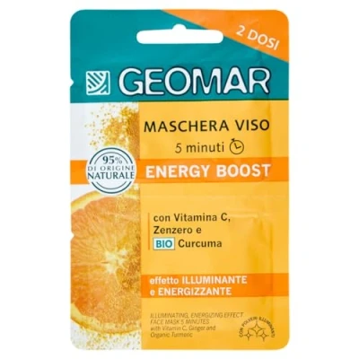Abbildung von GEOMAR Gesichtsmaske Energy Boost, Strahlende und belebende Wirkung, 5 Minuten, 95% Natürlichen Ursprungs, Dermatologisch getestet, Made in Italy, 7,5 ml x 2