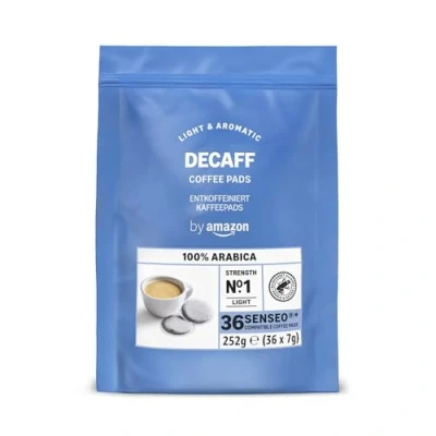 Abbildung von by Amazon Kaffeepads Decaf 100% Arabica, Geeignet für Senseo Maschinen, Mittlere Röstung, 36 Stück, 1er Pack