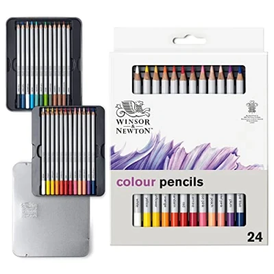 Abbildung von Winsor &amp; Newton 490013 präzisions Künstlerfarbstifte im Set, 24 lebendige Farben, hochwertige Künstlerpigmente für farbkräftiges Malen in mehreren Schichten, höchste Farbbrillanz, bruchsicher