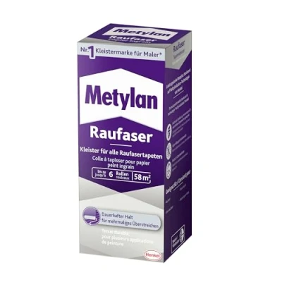 Abbildung von Metylan Raufaser, starker Tapetenkleister für Raufasertapete mit hoher Anfangsklebkraft, langlebiger &amp; korrigierbarer Kleister Methylcellulose, 1x360g