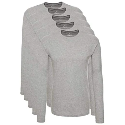 Abbildung von Lower East Langarmshirt Herren Baumwolle I 5er Set Longsleeve Herren, Langarmshirt, Shirt Langarm Langarmshirts für T Langarm, Longshirt Grau 2XL
