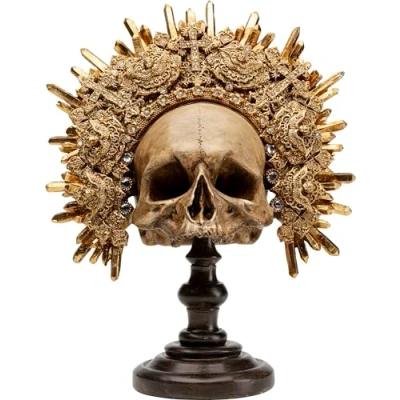 Abbildung von Kare Design Deko Objekt King Skull, Braun, Skulptur, Totenkopf Motiv, Schädel, handbemalt, handgearbeitet, Unikat, 42x34x20 cm (H/B/T)