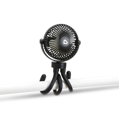 Abbildung von Munchkin Tragbarer Kinderwagenventilator, Mini Ventilator für Kinderwagen mit LED Lichtern, 360 Baby und Kleinkind Buggy 4 Geschwindigkeiten, Schwarz