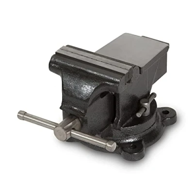 Abbildung von EBERTH Schraubstock Gusseisen mit Amboss, 100mm Backenbreite, 138mm Gesamthöhe, 360 drehbar, 122mm Ø Teller, 85mm maximale Spannweite