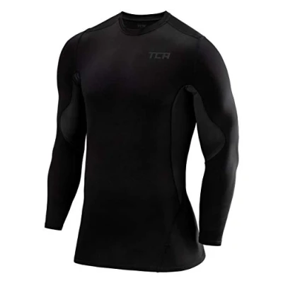 Abbildung von TCA Jungen SuperThermal Kompressionsshirt Atmungsaktiv Langarm Funktionsshirts Schnell Trocknend Sportshirt Laufshirt Schwarz/Schwarz, 10 12 Jahre