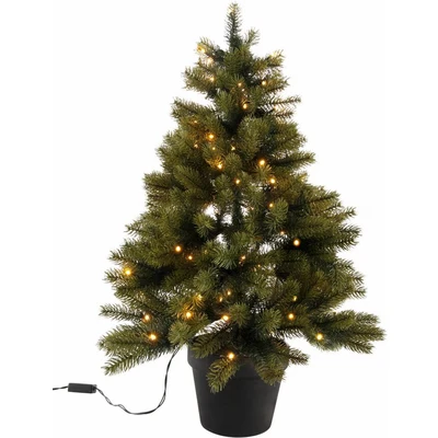Abbildung von Creativ deco künstlicher Weihnachtsbaum &quot;Weihnachtsdeko, Christbaum, Tannenbaum&quot;, mit schwarzem Kunststoff Topf und LED Lichterkette, batteriebetrieben