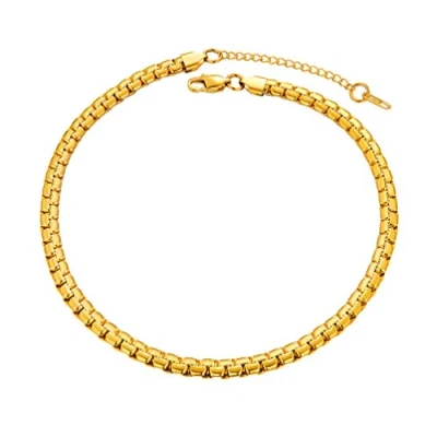 Abbildung von PROSTEEL Herren Biker Punk Rock Halskette 6mm breit Erbskette 71 cm 18k vergoldet platte Venezianierkette Gliederkette für Männer Jungen, gold
