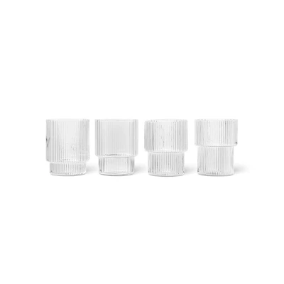 Abbildung von ferm LIVING Glas Ripple, klar, 200 ml, mundgeblasen, 4er Set