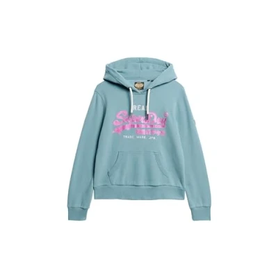 Abbildung von Superdry Embellished Vintage LOGO Graphic Kapuzenpullover, Damen, Größe: 40, Aegean blue