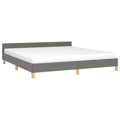 Abbildung von vidaXL Bettgestell mit Kopfteil, Bettrahmen Lattenrost, Bett Polsterbett Stützbeinen, Schlafzimmerbett Doppelbett, Dunkelgrau 180x200cm Stoff