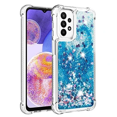 Abbildung von KBIKO zxl Hülle kompatibel mit Samsung Galaxy A23 5G Schutzhülle Flüssig Glitzer, Handyhülle Back Cover Flüssigkeit, TPU Silikon Transparent für 4G.Blue YBL