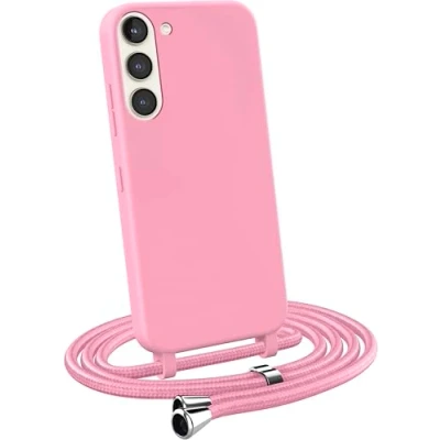 Abbildung von MyGadget Handykette für Samsung Galaxy S23 Plus [ Hülle mit verstellbaren Band ] TPU Handyhülle Handyband zum Umhängen Kordel Schnur Case Schutzhülle Rosa