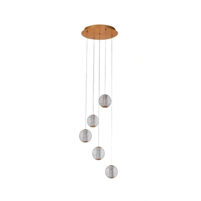 Abbildung von Lucande LED Hängeleuchte Ismenia, 5 flammig, messing, Acryl
