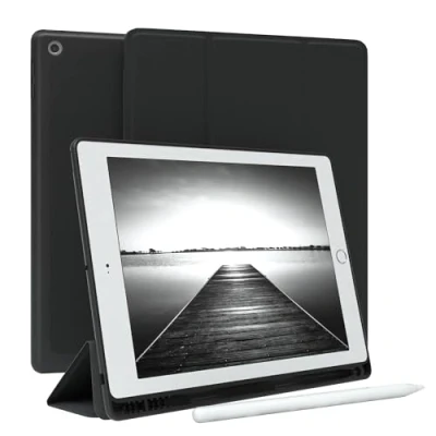 Abbildung von EAZY Case Schutzhülle mit Stifthalter für iPad 5 / 6 (2017/2018) 9.7 Zoll Hülle Stifthalterung Tablet Cover Touchpen Smartcase aufstellbar Klappcase Auto Sleep Wake Up Etui Schwarz